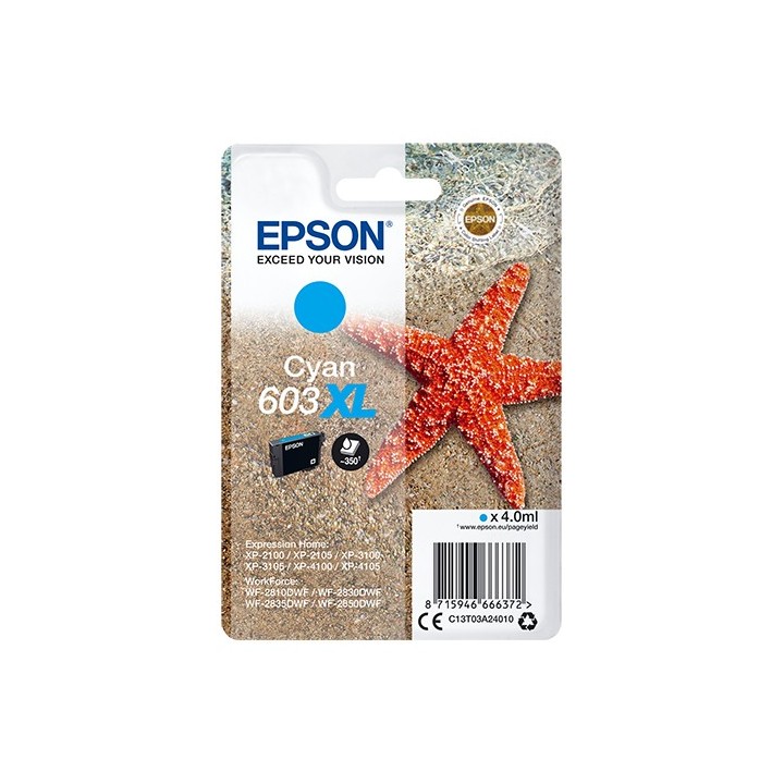 epson cartucho tinta epson c13t03a24010 singlepack cian 603xl estrella de mar