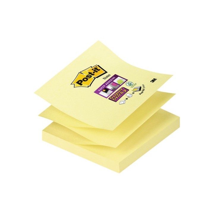 post-it pack 12 blocs 90 hojas z-notes adhesivas 76x76mm super sticky canary yellow caja carton r330