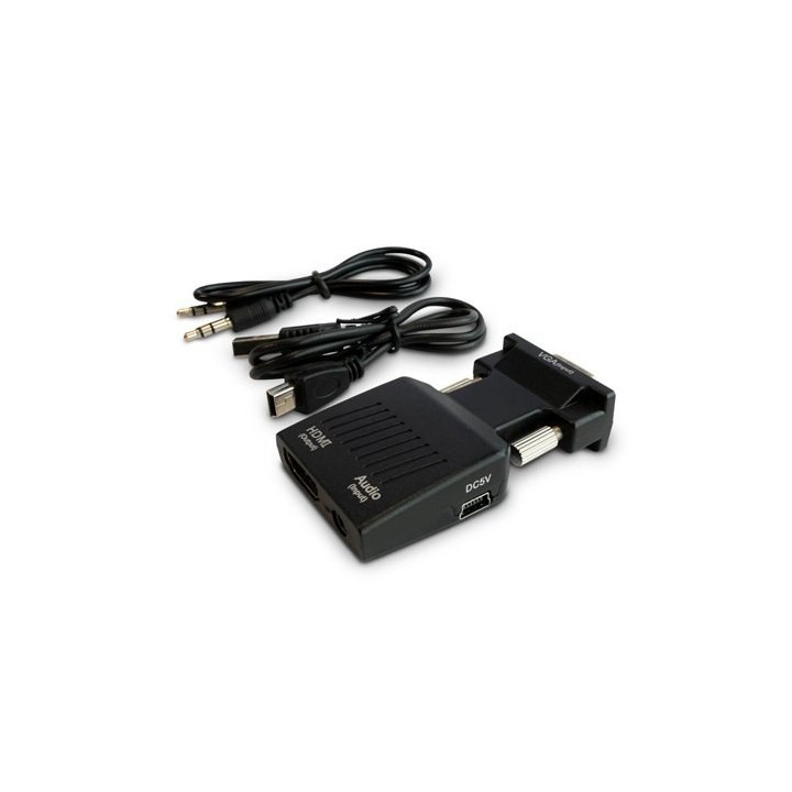 adaptador vga (m) - hdmi (h) savio cl-145 1080p negro 1.4 dc 5v 6000ma