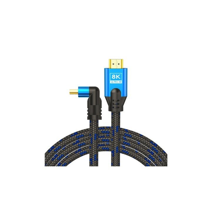 cable hdmi 2.1 (m) angular 8k savio cl-148 3m 3m macho a macho trenzado azul y negro hdr 8k
