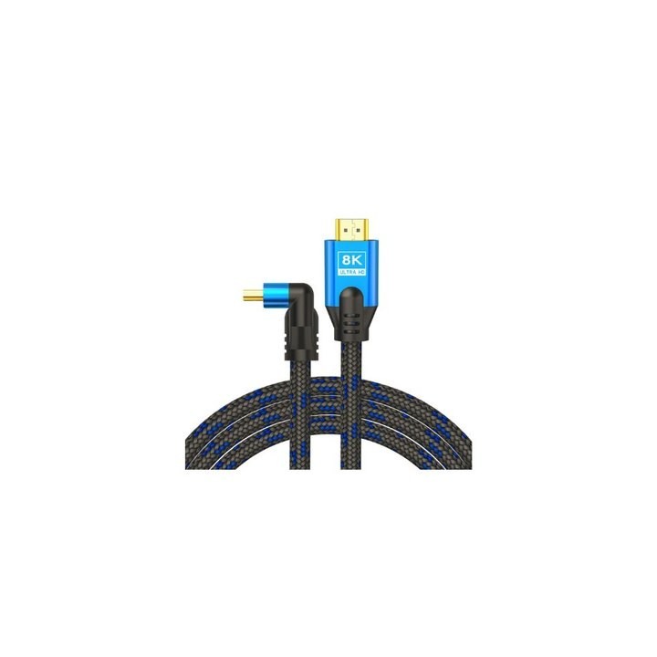 cable hdmi 2.1 (m) angular 8k savio cl-148 3m 3m macho a macho trenzado azul y negro hdr 8k