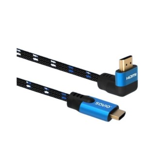 cable hdmi 2.1 (m) angular 8k savio cl-147 1.8m 1.8m macho a macho trenzado azul y negro hdr 8k
