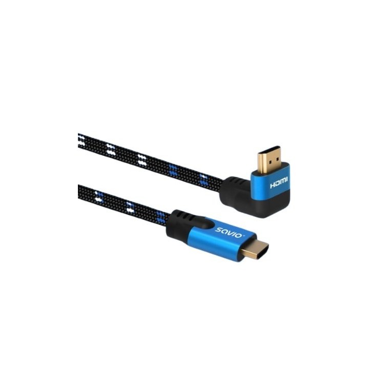cable hdmi 2.1 (m) angular 8k savio cl-147 1.8m 1.8m macho a macho trenzado azul y negro hdr 8k