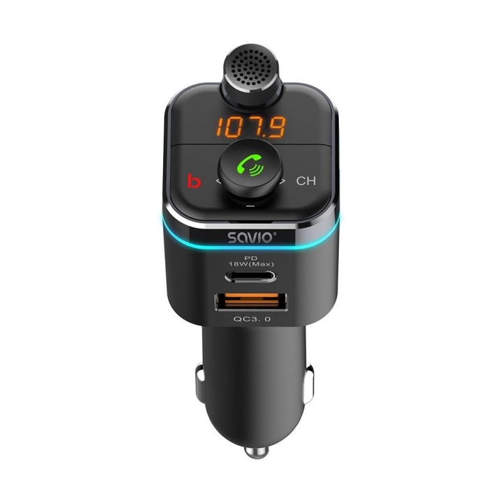 transmisor fm bluetooth coche savio tr-12 manos libres mp3 bluetooth google assistant siri