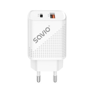 cargador usb 3.0 de carga rapida 18w savio la-05 1pd   1usb(a) blanco 18w