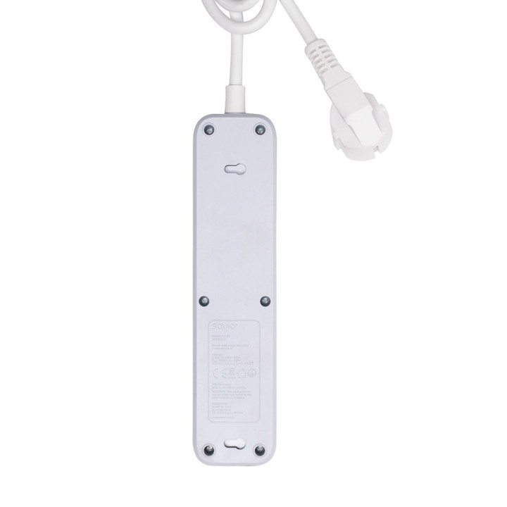 regleta de 3 enchufes 1.5m blanco savio lz-07 proteccion infantil y por sobretension