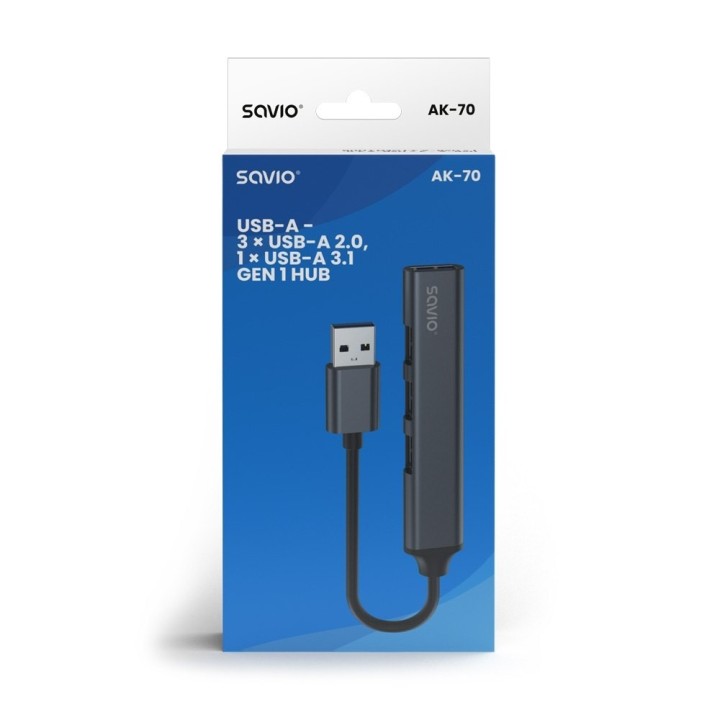 hub usb(a) - 3 x usb(a) 2.0 + 1 x usb(a) 3.2 usb 3.1 gen 1 negro y gris aluminio 5 gbps