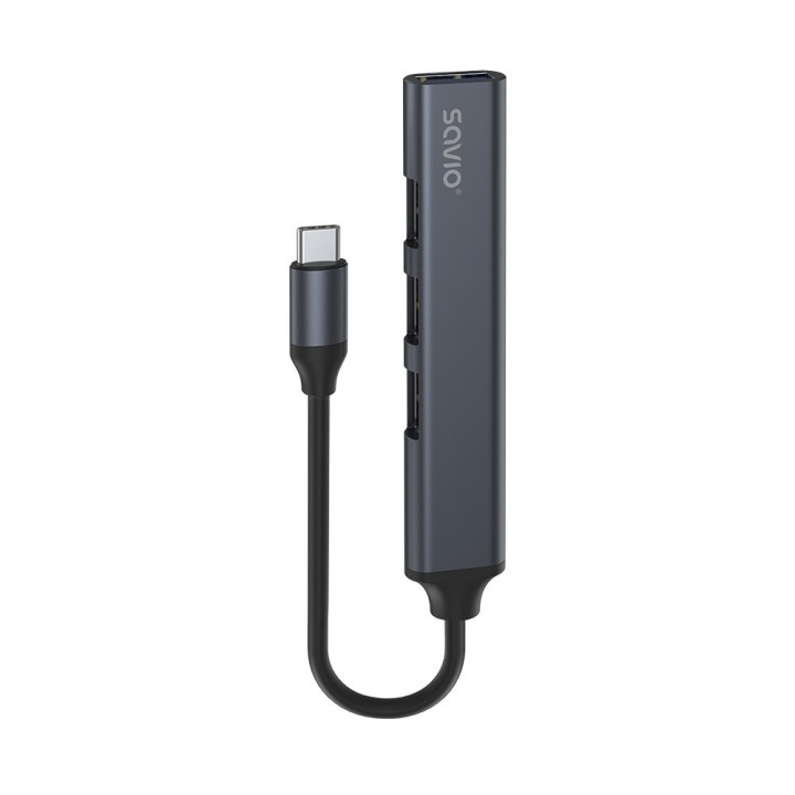 hub usb(c) - 3 x usb(a) 2.0 + 1 x usb(a) 3.1 usb 3.1 gen 1 negro y gris aluminio 5 gbps