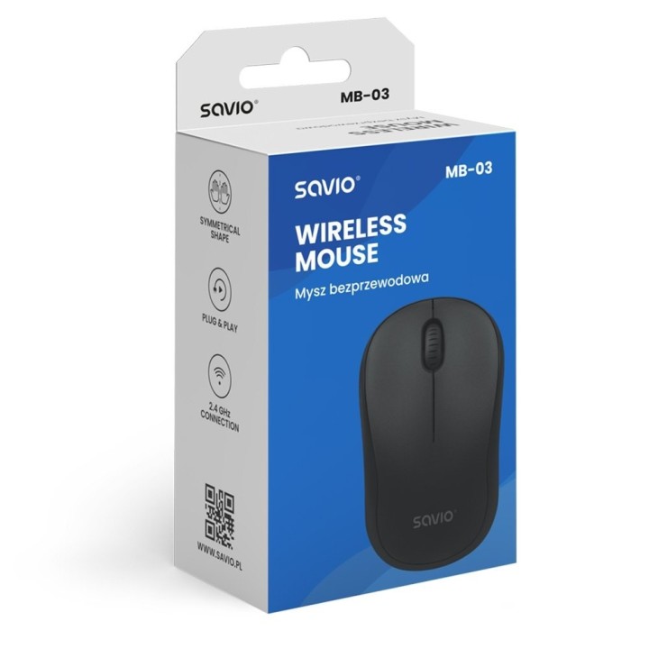 raton savio mb-04 optico inalambrico 1000 dpi receptor dongle usb 2.4 ghz negro