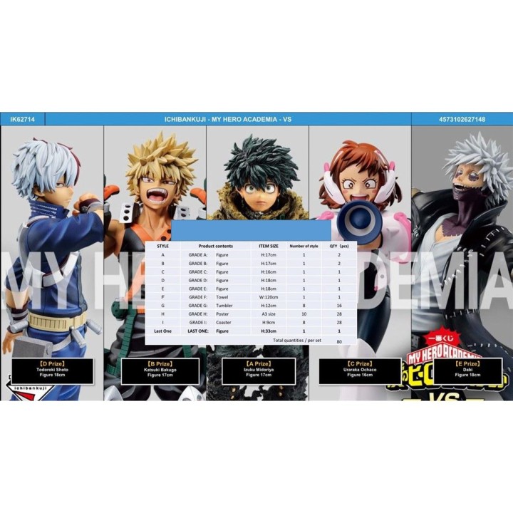 banpresto ichiban kuji my hero academia -  vs -  lote 80 articulos