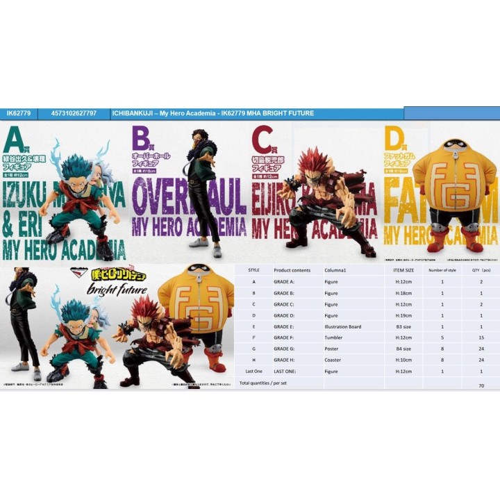 banpresto ichiban kuji my hero academia mha bright future lote 70 articulos