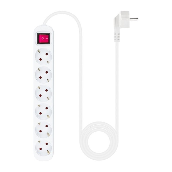 nanocable regleta 6 tomas con interruptor blanca