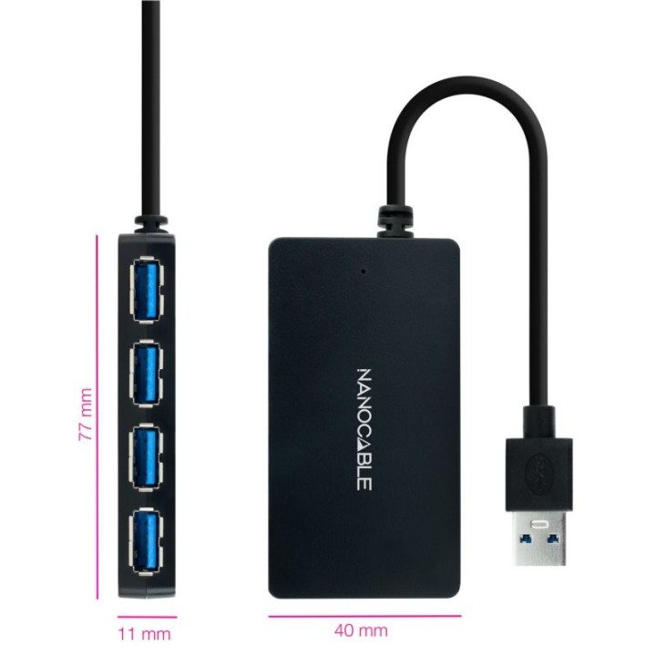 nanocable hub usb 3.0 con 4 puertos de usb 3.0