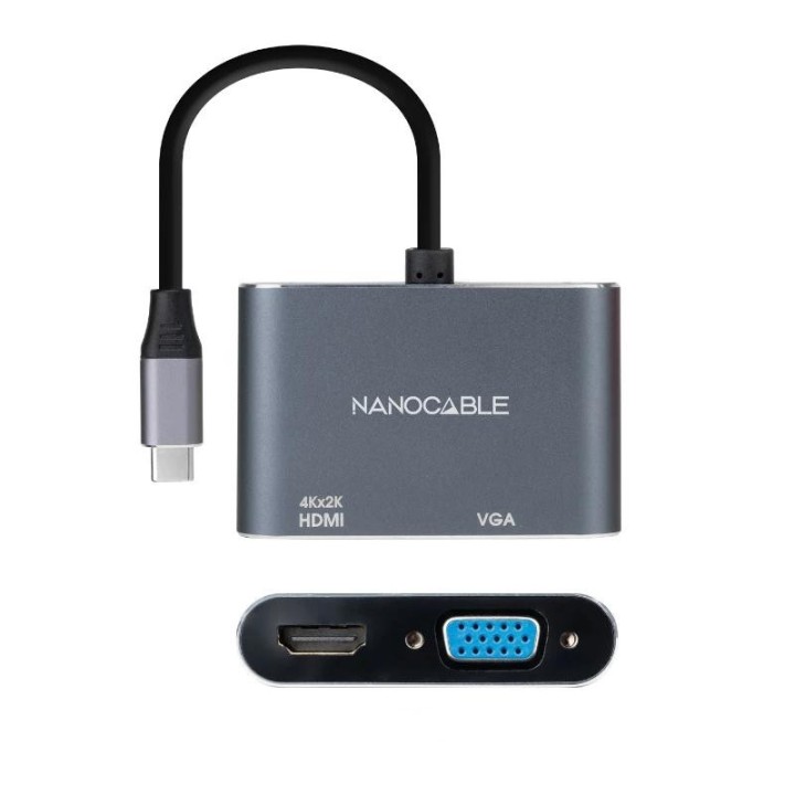 nanocable conversor usb-c/m a hdmi-vga/h 15 cm