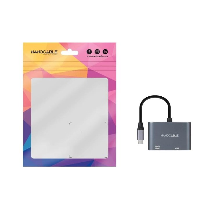 nanocable conversor usb-c/m a hdmi-vga/h 15 cm