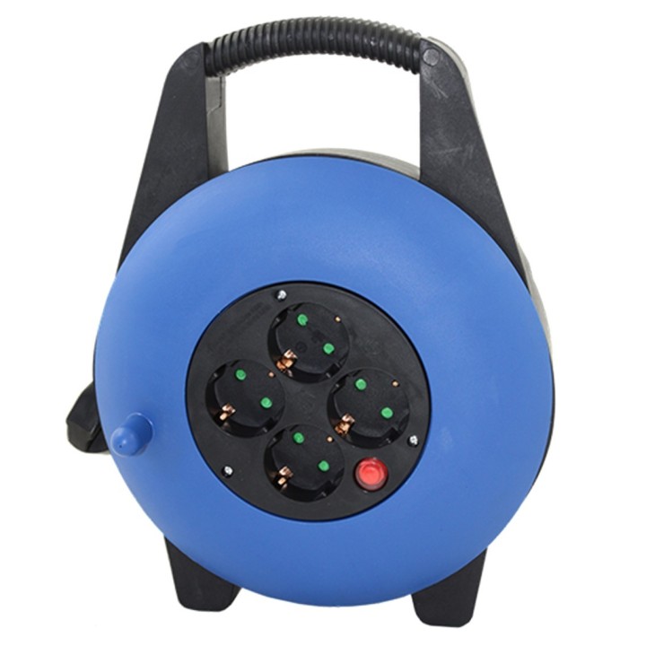 silver regleta alargadera enrollacables 4 tomas -  15m -  16a -  250v -  3x1.5mm -  color azul