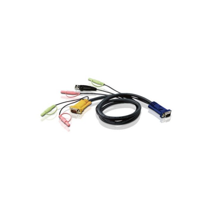 aten cable kvm usb con audio y sphd 3 en 1 de 5 m
