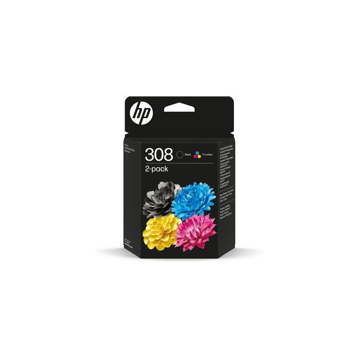 hp hp paquete de 2 cartuchos de tinta original 308 negra/tricolor