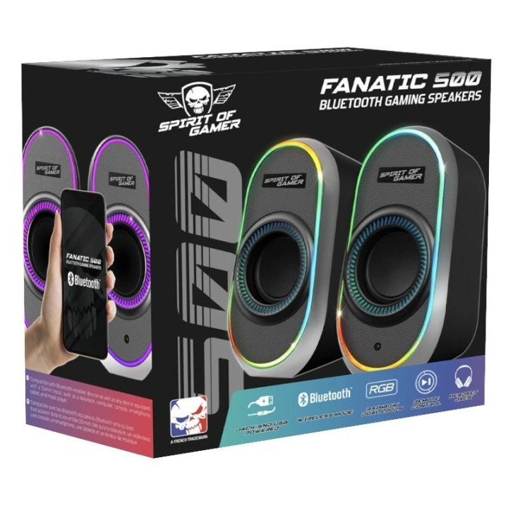 spirit of gamer altavoz 2.0 fanatic 500 rgb black
