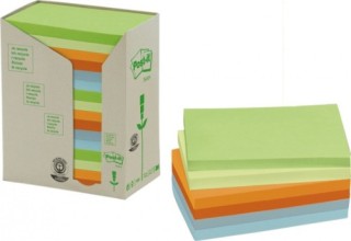 post-it pack 16 blocs 100 hojas notas recicladas adhesivas 76x127mm colores surtidos pastel 655-1rpt