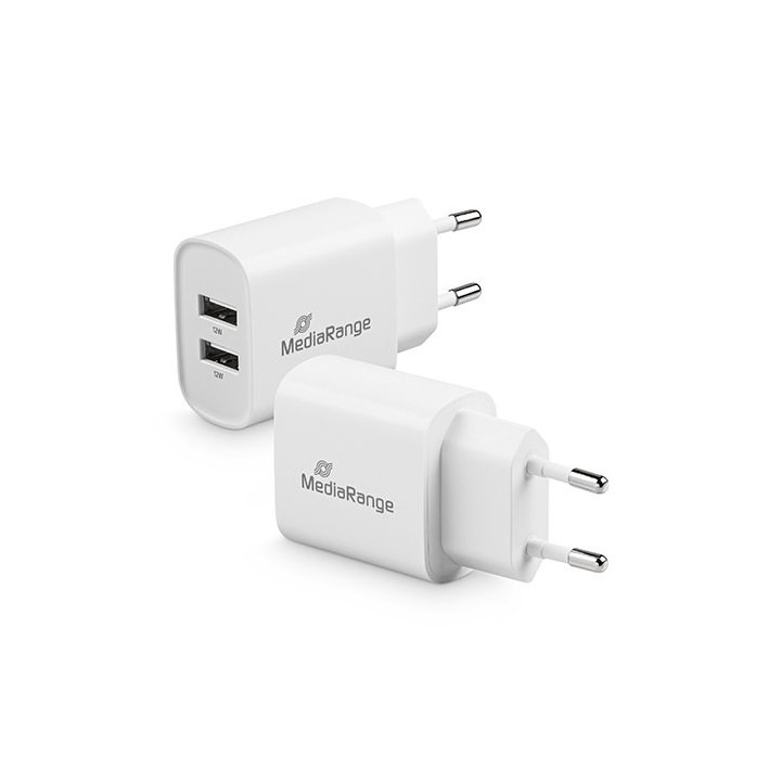 cargador mediarange dual usb-a 12w 2xusb-a
