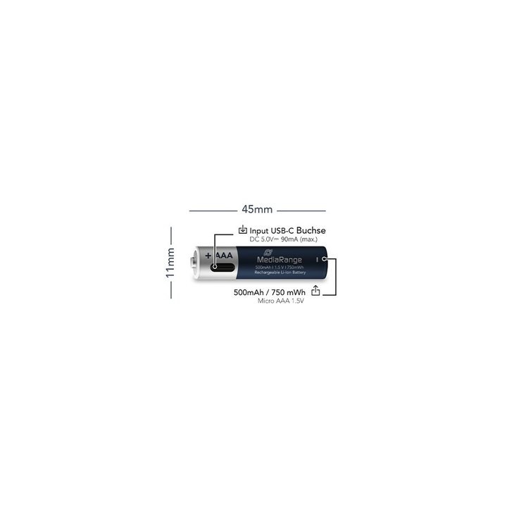 pilas recargables mediarange aaa 1.5v 500mah 4pack