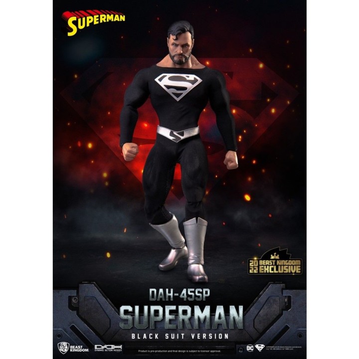 beast kingdom figura beast kingdom dc comics superman dynamic8h traje negro especial