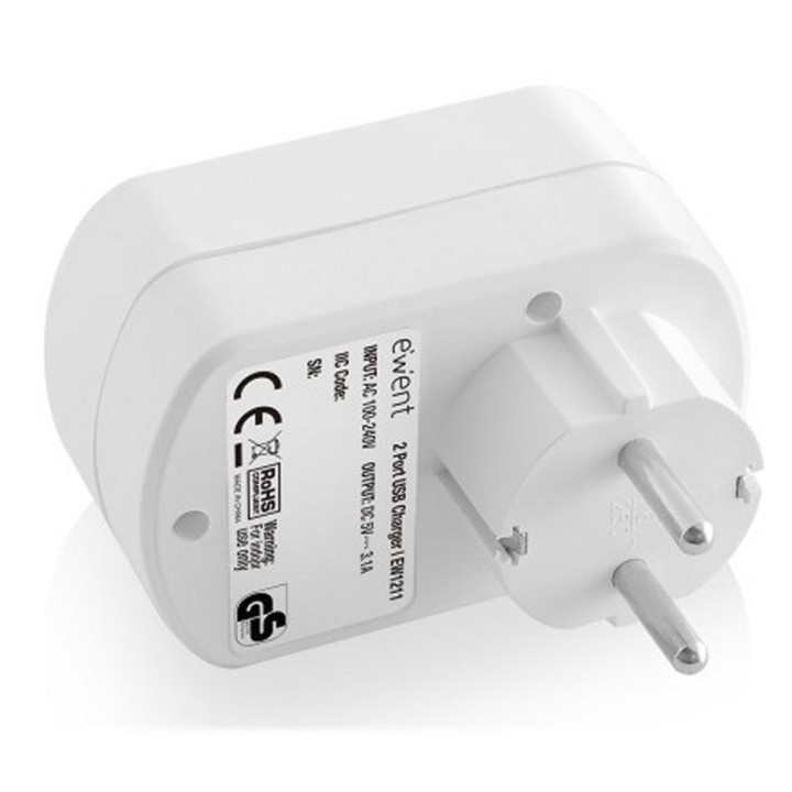 ewent ew1211 cargador 2 puertos usb 3.1a