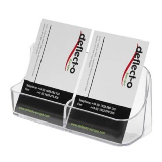 deflecto portatarjetas de sobremesa con 2 compartimentos transparente deflecto 70401