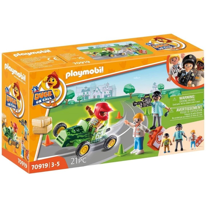 playmobil playmobil  duck on call accion ambulancia ayuda al piloto de carreras