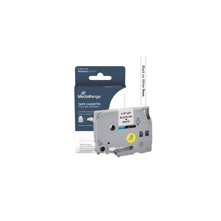 cartucho mediarange brother tz-221 comp. tz221 tze221 9mm 8m