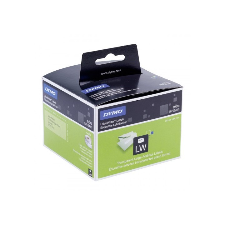 dymo rollo etiqueta permanente 89x36mm. transparentes dymo so722410