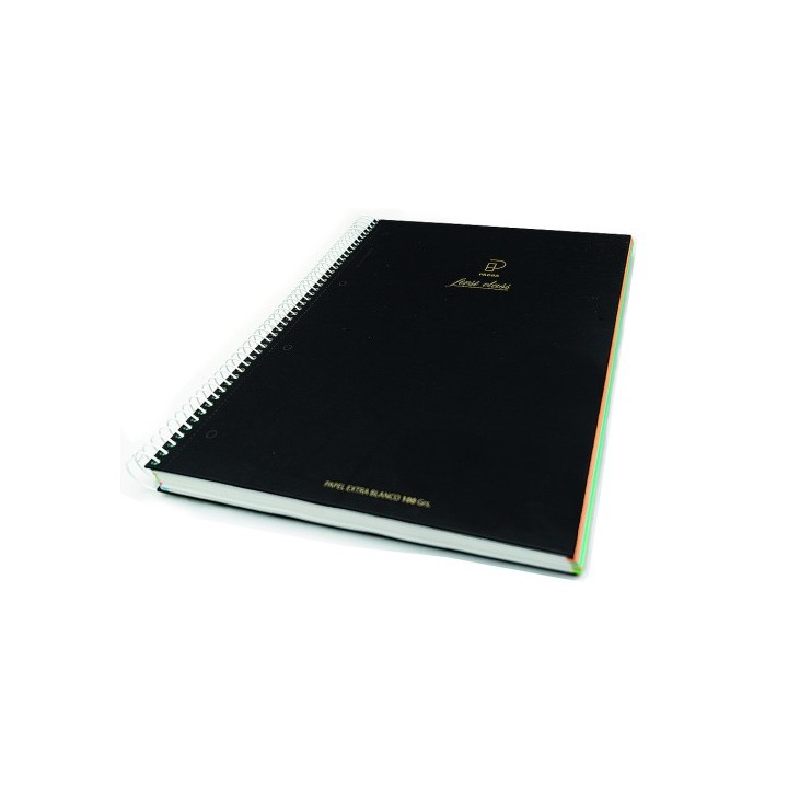 pacsa cuaderno first class a4 tapa negra forrada microperforado 120h 100gr 4 taladros 5x5 banda 5 co