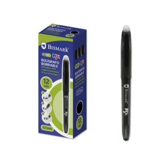 bismark boligrafo borrable c/capuchon negro.0.7mm bismark 327536  pack: 12 unidades