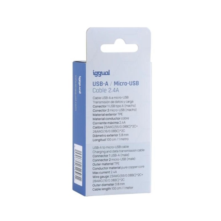 iggual cable usb-a/micro-usb 100 cm blanco