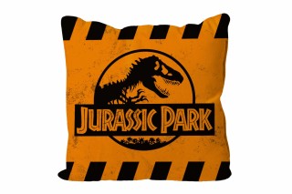 sd toys cojin cuadrado caution logo naranja jurassic park envasado vacio