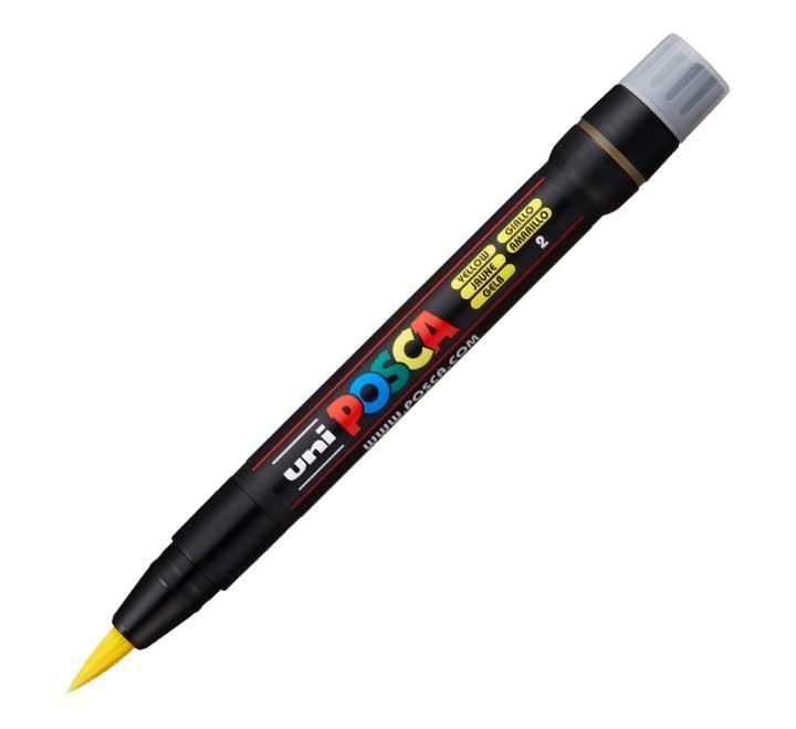 marcador uni posca pcf-350 pincel amarillo