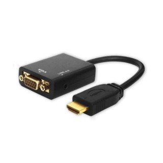 adaptador hdmi (m) a vga (h) con audio savio cl-23 negro 1080p plug