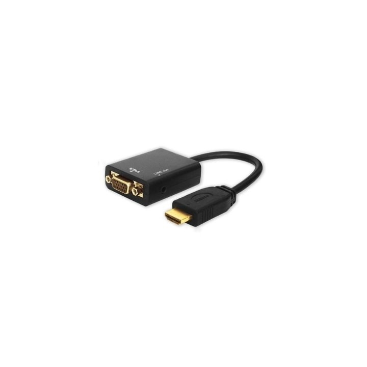 adaptador hdmi (m) a vga (h) con audio savio cl-23 negro 1080p plug