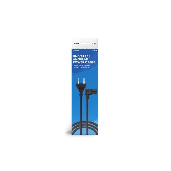 cable alimentacion universal savio cl-179 5m 2 pines negro 2.5a iec c7