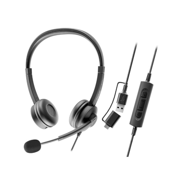 auriculares axtel flow stereo usb-c + usb-a cancelacion ruido 40mm cable stereo hd