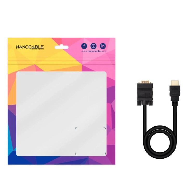 nanocable conversor hdmi a vga m-m, 1.8 m negro