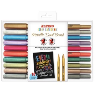 alpino estuche 10 rotuladores metallic dual brush lettering alpino ar001091