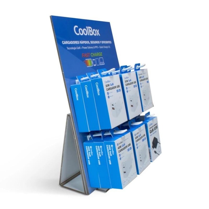 coolbox pack 18 cargadores gan + expositor