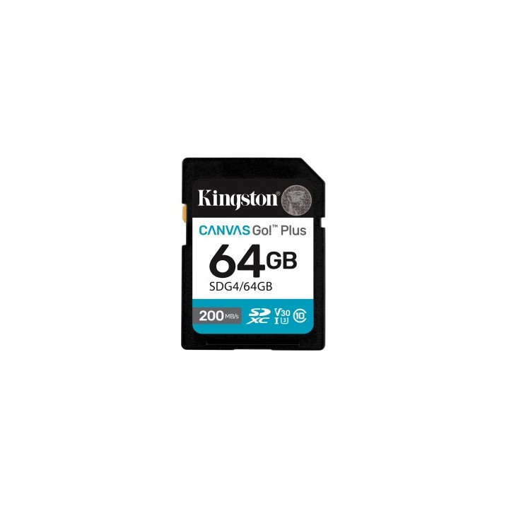 kingston kingston technology 64gb sdxc canvas go plus gen4 200mb/s c10 uhs-i u3 v30