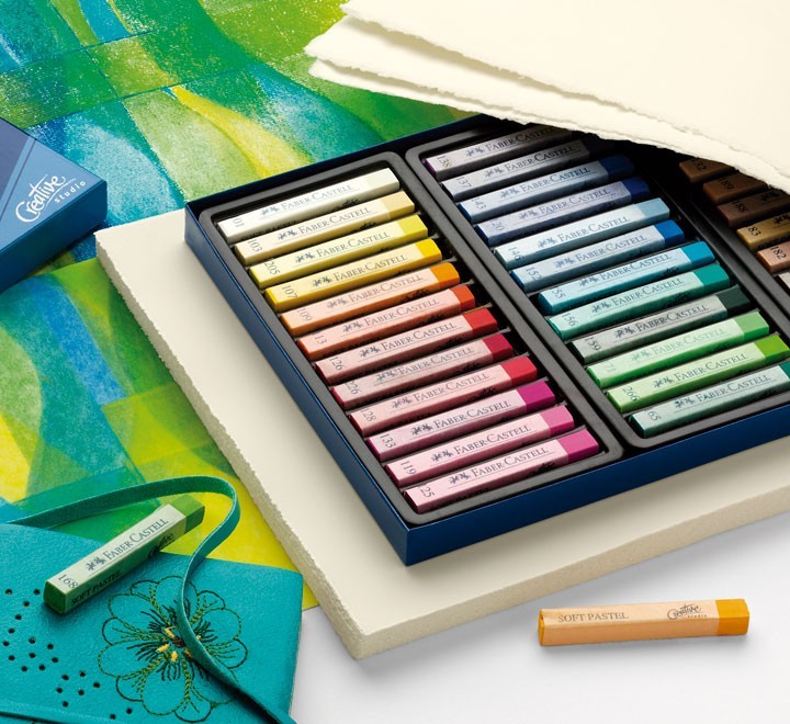 estuche 36 tizas pasteles blandos faber castell