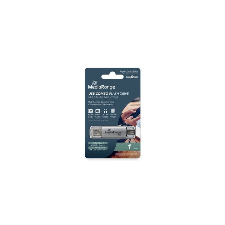 pendrive combo 1tb usb 3.2 mediarange high p. usb-a usb-c lectura 400mbs escritura 300mbs