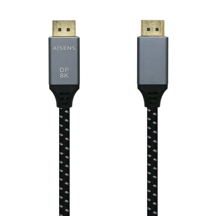 cable aisens displayport v1.4 8k60hz dp m-dp m gris negro 3.0m