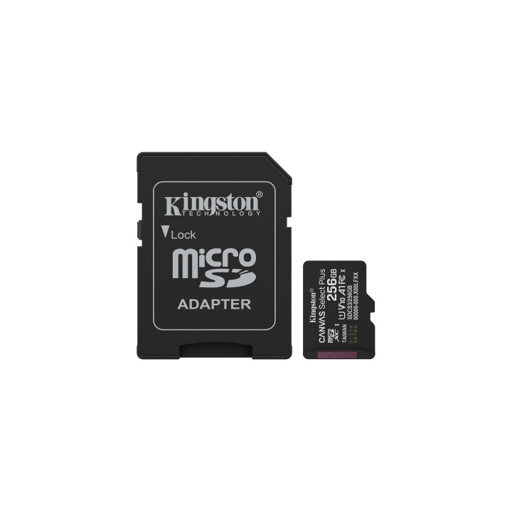 kingston kingston technology 256gb microsdxc canvas select plus gen3 150mb/s a1 (incluye adaptador d