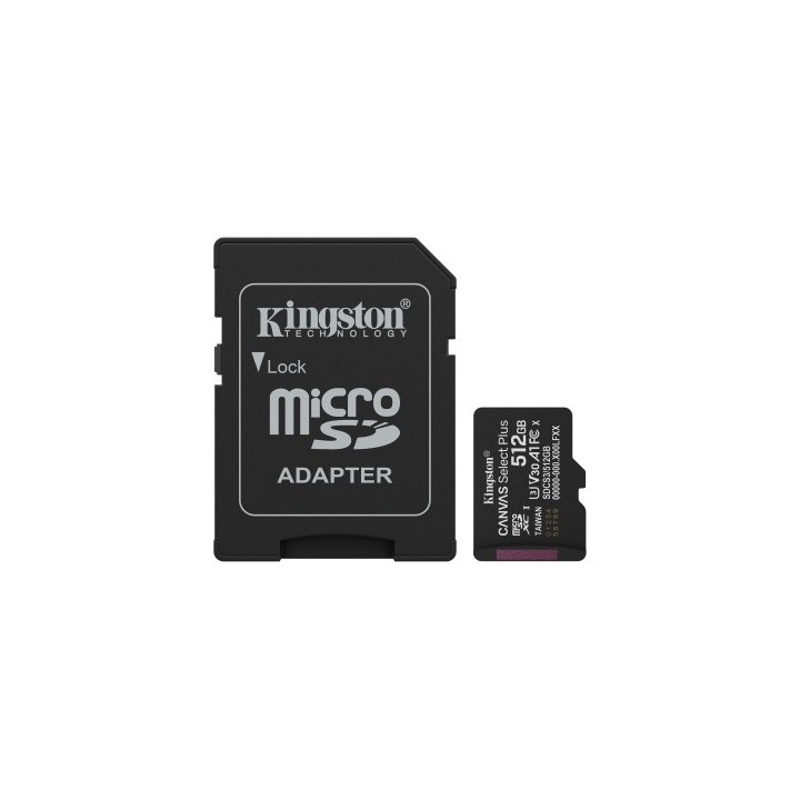 kingston kingston technology 512gb microsdxc canvas select plus gen3 150mb/s a1 (incluye adaptador d